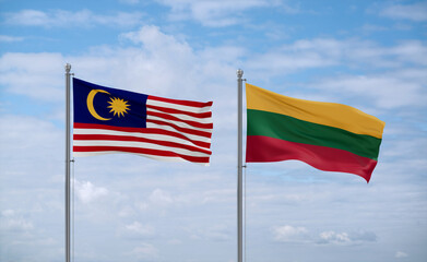 Lithuania and Malaysia flags, country relationship concept