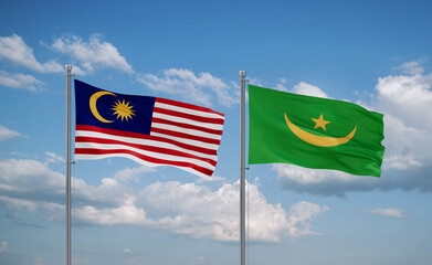 Mauritania and Malaysia flags, country relationship concept