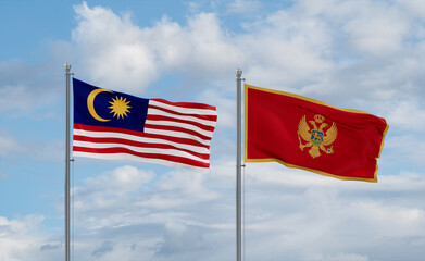 Montenegro and Malaysia flags, country relationship concept