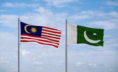 Pakistan and Malaysia flags, country relationship concept