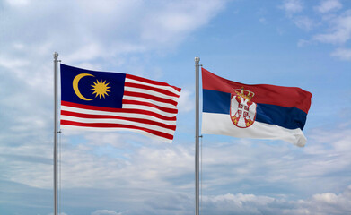 Serbia and Malaysia flags, country relationship concept