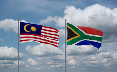 South Africa and Malaysia flags, country relationship concept