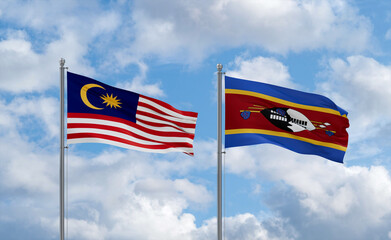Eswatini and Malaysia flags, country relationship concept