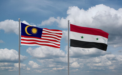 Syrian and Malaysia flags, country relationship concept