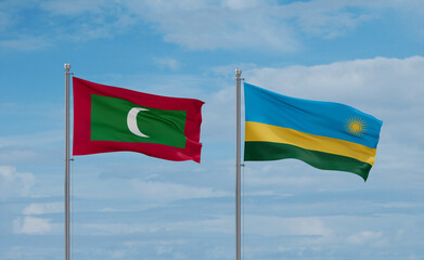 Rwanda and Maldives flags, country relationship concept