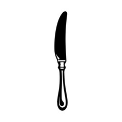 knife for steak - black silhouette, vector illustrator.