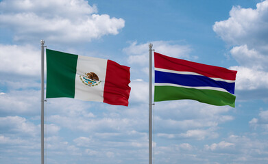 Gambia and Mexico flags, country relationship concept