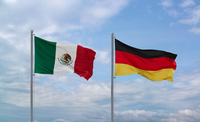 Germany and Mexico flags, country relationship concept