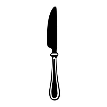 knife for steak - black silhouette, vector illustrator.