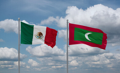 Maldives and Mexico flags, country relationship concept