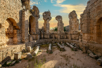 Scenic ruins of the nymphaeum (nymphaion) in Perge (Perga) at Antalya Province, Turkey. Awesome...