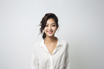 Obraz premium Beautiful face of young woman and skin care with healthy facial skin natural makeup.