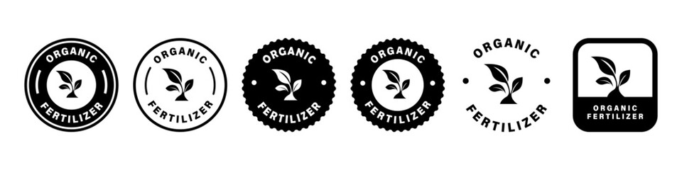 Organic fertilizer - set of vector labels for package. Collection of stickers. - obrazy, fototapety, plakaty