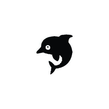 Dolphin icon. Simple style dolphin Aquapark poster background symbol. Dolphin brand logo design element. Dolphin t-shirt printing. Vector for sticker.