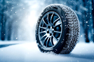 Winter tyres in extreme cold temperature. AI Generated