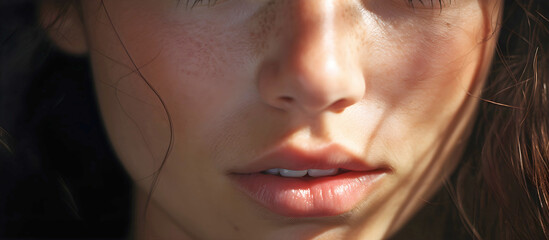 Close up young girl face.AI generated.