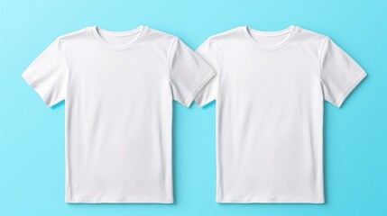 Two White T-shirts on a one color background. Mock up. Blank for creating promotional products with prints and logo