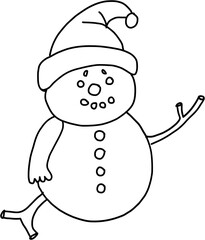 doodle freehand sketch drawing of snowman.	