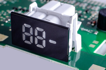 Electronic components on a board close-up