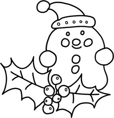 doodle freehand sketch drawing of snowman.	