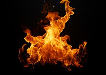 Abstract fire flames on isolated black background