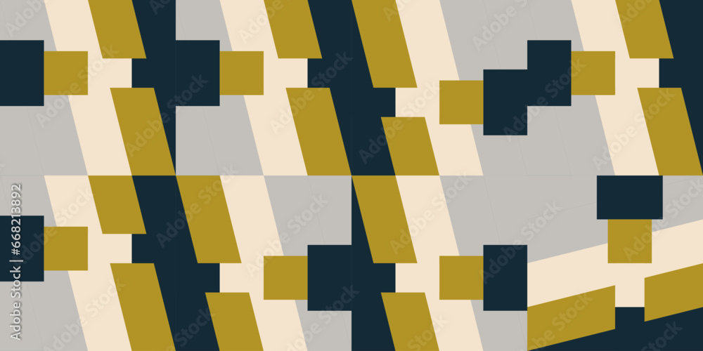Fototapete Modern vector abstract  geometric background with rectangles and squares  in retro scandinavian style. Pastel colored simple shapes graphic diagonal pattern. Abstract mosaic artwork.