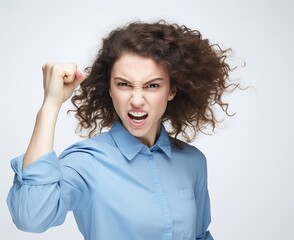 Woman young winner portrait victory expression background success beauty model person female face adult caucasian