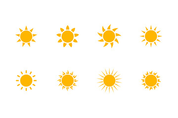 Sun shapes vector icon set.