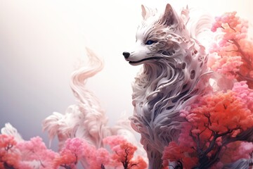 Abstract wolf with complex motion and hazy color