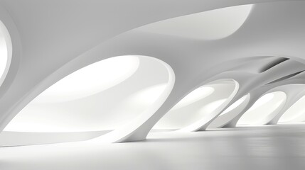 Fototapeta premium Abstract white architecture background, white geometric wallpaper