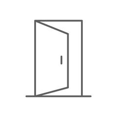 Opened door icon. Simple outline style. Door, open, enter, exit, entrance, house, home interior concept. Thin line symbol. Vector illustration isolated. Editable stroke.