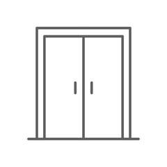 Double doors icon. Simple outline style. Door, close, enter, exit, entrance, front, doorway, house, home interior concept. Thin line symbol. Vector illustration isolated. Editable stroke.
