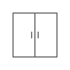 Double doors icon. Simple outline style. Door, close, enter, exit, entrance, front, doorway, house, home interior concept. Thin line symbol. Vector illustration isolated. Editable stroke.