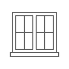 Window icon. Simple outline style. Double, window frame, square, close, room, house, home interior concept. Thin line symbol. Vector illustration isolated. Editable stroke.