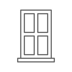 Window icon. Simple outline style. Window frame, square, construction, room, house, home interior concept. Thin line symbol. Vector illustration isolated. Editable stroke.