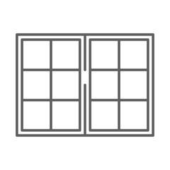 Window icon. Simple outline style. Double, window frame, square, close, room, house, home interior concept. Thin line symbol. Vector illustration isolated. Editable stroke.