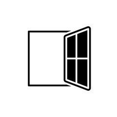 Window icon. Simple solid style. Window open, frame, square, glass, construction, room, house, home interior concept. Silhouette, glyph symbol. Vector illustration isolated.