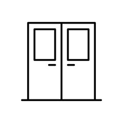 Double door with glass window icon. Simple outline style. Entrance door, hospital, frame, doorway, house, home interior concept. Thin line symbol. Vector illustration isolated.