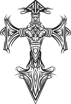 Gothic Tribal Cross Tattoo