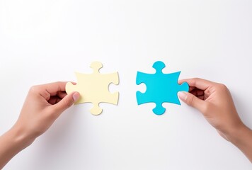 hand holding a puzzle piece. AI generated Images