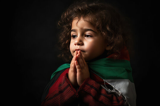 Palestine child with praying hands