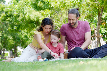 Fototapeta premium happy family Family activities on holidays.