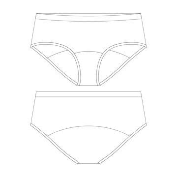 template boyshort bikini underwear vector illustration flat design outline clothing collection