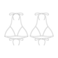 template crinkle string triangle bikini top vector illustration flat design outline clothing collection