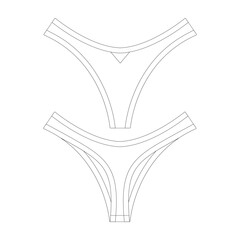 template high cut thong underwear vector illustration flat design outline clothing collection - obrazy, fototapety, plakaty
