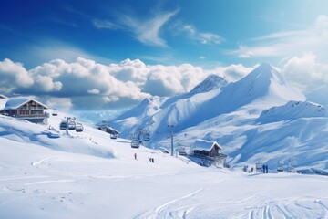 Ski resort in snow mountain