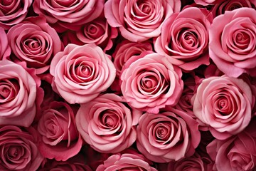 Bright pink beautiful roses pattern. Wedding decoration background. Backdrop for greeting card, banner for valentine day and women day