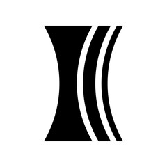 Black Concave Lens Shaped Letter I Icon