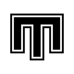 Black Letter M Icon with an Outer Stripe