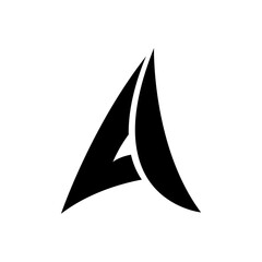 Fototapeta premium Black Paper Plane Shaped Letter A Icon